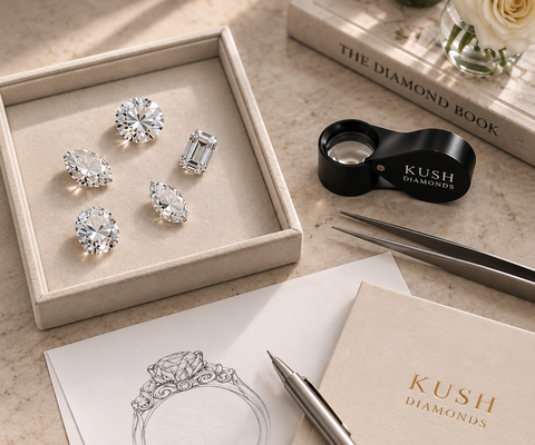 Loose diamonds at KUSH Diamonds Melbourne showroom
