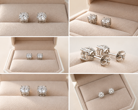 Natural Round Diamond Stud Earrings