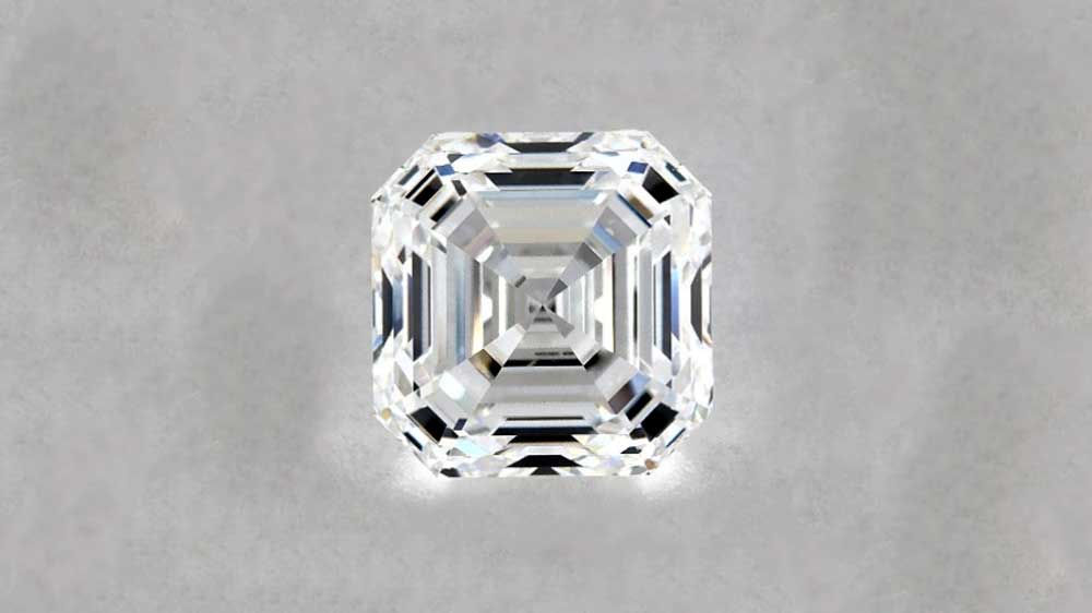 Asscher Cut Diamond on Grey Background