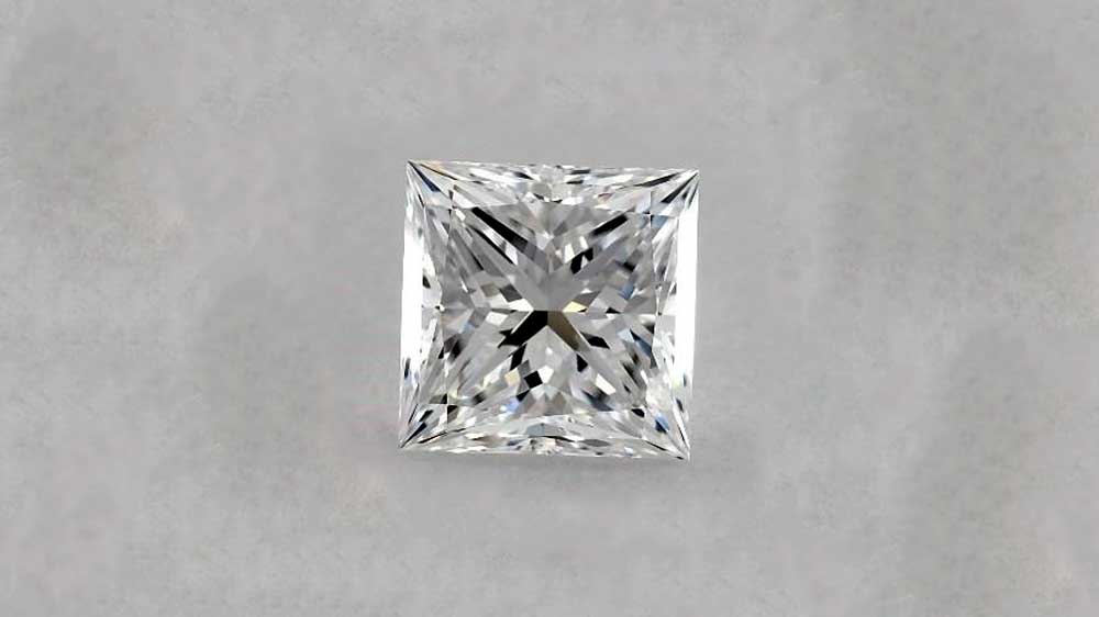 Brilliant Cut Princess Diamond on Grey Background